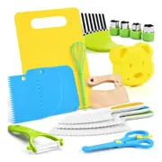Kids Cooking Set 17PCS Real Montessori Kitchen Tools Toddlers Safe Knives Educational Ages 3+ Practical Skill Development Kit