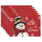 Red Christmas Winter Placemats Set of 6, 12X18 Inch Seasonal Christmas1927