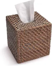 Square Rattan Tissue Box, Wicker Tissue Dispensers For Home Hotel Bath
