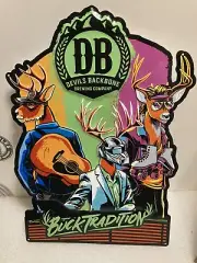 DEVILS BACKBONE BUCK TRADITION HUNTING LODGE BEER SIGN TIN TACKER. VIRGINIA. NEW