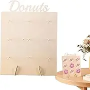 Wooden Donut Stand, Desktop Wood Doughnut Rack, 9-Holes Donut Stand Wall for Parties, Wedding Doughnut Exhibition for Decorating The Dessert Table