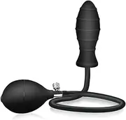 Inflatable Butt Plug, Body-Safe Silicone Anal Balloon Pump with Quick Release Valve Stretch Anal Sex Toys for Beginners and Advanced Users (Black Screw Style)