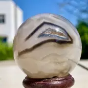121G Natural Sakura Flower Agate QUARTZ Sphere Crystal Ball Healing