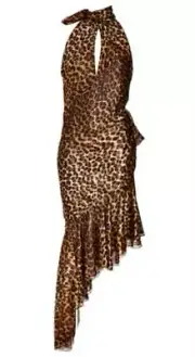 NWT CHRISTIAN DIOR BY JOHN GALLIANO F/W 2000 LEOPARD BIAS CUT DRESS SZ US 6