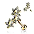 Piercing Labret Ear Triple Star Zircon Golden