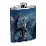 Dragons D35 Flask 8oz Stainless Steel Hip Drinking Whiskey Mythical Fantasy