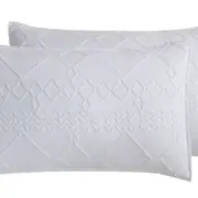 Cleverpolly Microfibre Tufted Pillowcases - Ultra Soft, Comfy, Embroidered - Set of 2 Luxurious Standard Covers - White