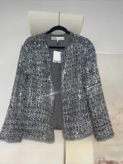 NWT Zara ZW COLLECTION Textured Sequin Jacket Sz S/M
