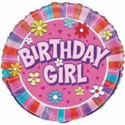 18" RND Birthday Girl Mylar Balloon