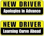 Lusinus New Driver Magnet for Car - 2-Pack Reflective Funny Magnetic Bumper Sticker Set - Removable Novice Driver Safety Attention Sign - Weather-Resistant 9 x 3.5
