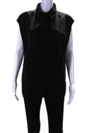 Lune Active Womens Chloe Sleeveless Button Up Top Blouse Black Size Large