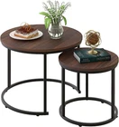 Aboxoo Coffee Table Nesting Side round Set of 2 End Table Top Sturdy Metal Frame