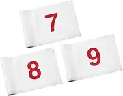 KINGTOP Numbered Golf Flag 8x6 Inch – Upgraded Double Layer 420D Nylon, Double Sided Printing, Tube Inserted – Mini Practice Putting Green Flags for Yard, White #7-9