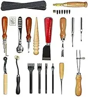 Citian Leather Carft Tools Kit 18pcs Stitching Carving Working Sewing Saddle Groover Leather Craft DIY Tool
