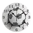 12Inch Football Wall Crack Clock Round Wall Clock Mute Quartz Table Clock8315