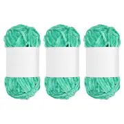 3pcs Velvet Chenille Yarn Bulky Fluffy Chunky Yarn for Crochet Emerald Green 80m