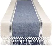 DII Dobby Stripe Woven Table Runner, 13x72-inch, French Blue