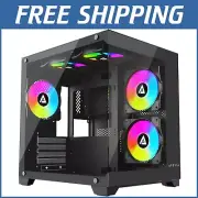 Elegant Gaming PC Case with Tempered Glass & 5x RGB Fans - Ideal for Gamers