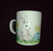 NOS 1993 Easter Bunny Rabbits Eggs Flowers Coffee Tea Mug