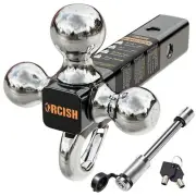 ORCISH Trailer Hitch Tri-Ball Mount with Hook Contain Secure Self-Lock Latch,...