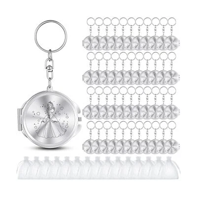 Nosiny 100 Sets Quinceanera Party Favor for Guests Silver Compact Mirror Keyc...