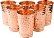 2activelife Hammered Design Pure Copper Tumbler Set of 6 | Drinking Water With Copper Cups | Tumblers For Home, Office, Hotel, Travel and Gifting - Each 11.8 US Fl Oz
