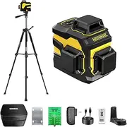 IKOVWUK Laser Level with Tripod, 3x360° Cross Line Laser for Construction and Picture Hanging, Level Tool with 5200 mAh Rechargeable Battery, Compact Adjustable 59.8-inch Tripod Included