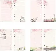 A6 Pink Refill Paper,80 Sheets Loose Leaf Inserts Paper Notebook Binder Line Pages Paper,6 Hole Paper Refill Notebook Blank Refill for 6 Ring Refillable Binder Planner Journal Notebook,Planner Refills