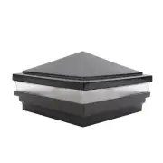 6" Sq. Haven Low Voltage LED Lighted Post Cap - Hammertone Black