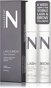 [NULASTIN] Eyelash Serum & Brow Serum - Lash & Brow Dual System - Eyebrow & Eyelash Enhancing Serums with Keratin & Peptides for Fuller Looking Lashes & Brows (2 Count, 0.1 Fl Oz Each)