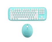 Mini Wireless Keyboard And Mouse Set Round Bluetooth Keyboard And Mouse - Blue