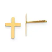 14K Yellow Gold Cross Stud Earrings Screw Back Madi K Children's Jewelry
