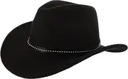 [AOKWAWALIY] Western Cowboy Hat Black Wool Jazz Hat Men and Women National Style Felt Hat Wide Brim Hat