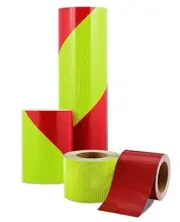 REFLECTIVE SOLUTIONS- V98 Chevron Tape- Lime Yellow Red Stripe Reflective