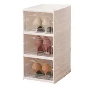 3 Tiers Foldable Stackable Shoe Organizer with Clear Door Plastic Shoe Rack