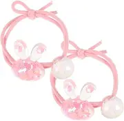 RORPOIR 2pcs Rabbit Ears Hair Ties for Boys and Girls Soft Elastic Hair Bands Adorable Bunny Head Non-slip Ponytail Holders for Little Girls for Products