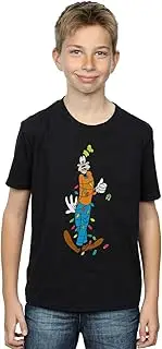 [Absolute Cult] Disney Boys Goofy Christmas Lights T-Shirt Black 9-11 Years