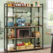 FIN 5 Tiers Large Kitchen Storage Rack Industrial Bookshelf Open Display Shelf Unit