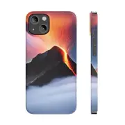 Volcano Erupting with Lava Slim Phone Case fits iPhone 14 & 15 Great Gift Idea!