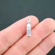 BULK 25 Water Bottle Charms Antique Silver Tone 2 Sided - SC5085