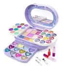 Kids Washable Makeup Kit, Fold Out Makeup Palette with Mirror, Make Up Toy