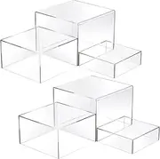 Tuanse 6 Pcs Buffet Risers, Food Risers for Buffet Table, Display Stand for Catering Dessert Collectibles Jewelry Figures Show, 5 Sided Acrylic Cube Display Organizer Nesting Risers(Clear)