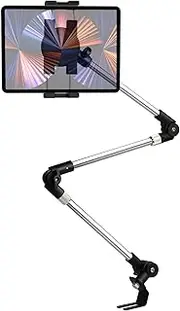 Car/Truck Seat Rail Tablet Holder, EXSHOW Heavy Duty Car Floor Bolt Phone Tablet Mount with Flexible Arm Clip for iPad Pro 12.9 Air Mini, iPhone, Galaxy Tabs, Switch, More 4-13" Cellphone and Tablets