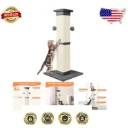 Durable Grey Cat Scratch Post - 33 Inch Sisal Scratching Solution for Kittens