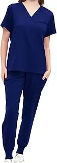 [ａ aternee] Female Uniform Scrub Set, Short Sleeve Nurse Top and Pants, Comfortable Work Clothing, Breathable Workwear Nursing Work Suits