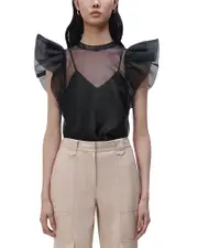 Simkhai Corina Ruffled Sheer Top
