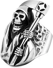 [Generic] Grim Reaper Ring Bold 3D Casting Titanium Steel Grim Anarchy Skull Large Statement Piece Jewellery