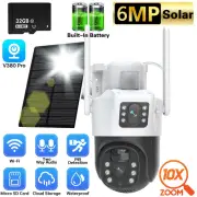 WIFI Outdoor Home CCTV Dual-Lens Security Camera System Battery Solar Power 32G
