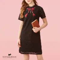 在飛比找momo購物網優惠-【SCOTTISH HOUSE】蕾絲緞帶蝴蝶結洋裝-黑/米白