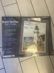 1998 Paint Works Paint By Number Kit Lighthouse Cove By Edie Hopkins 16x20”